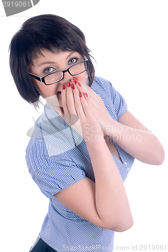 Image of Attractive girl covering her mouth