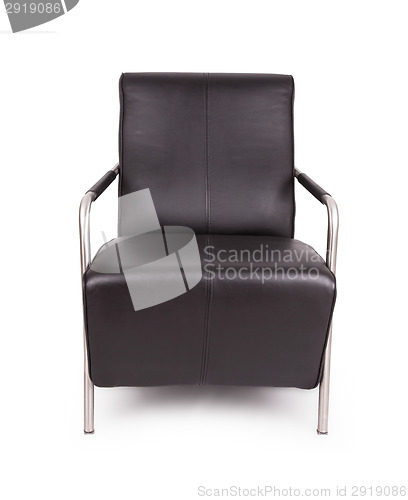 Image of Black leather lounge chair