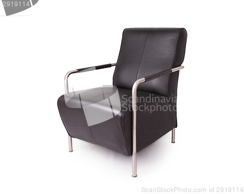 Image of Black leather lounge chair