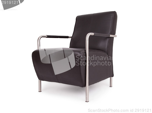 Image of Black leather lounge chair