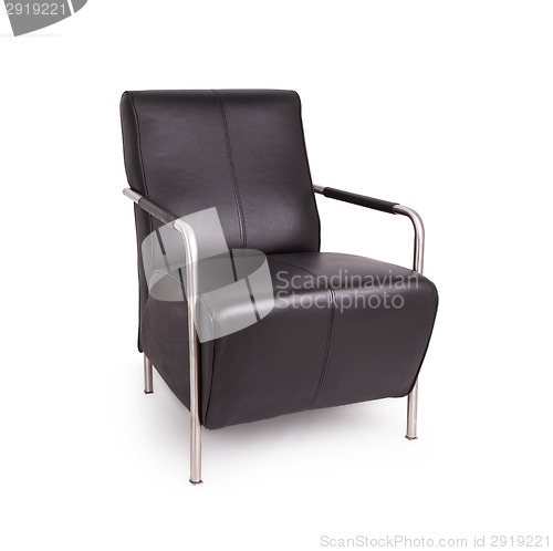 Image of Black leather lounge chair