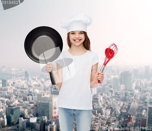 Image of smiling little girl in white blank t-shirt