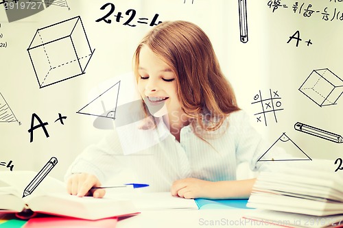 Image of student girl studying at school