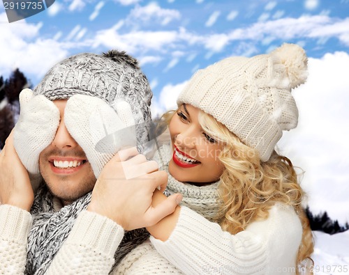 Image of family couple in a winter clothes