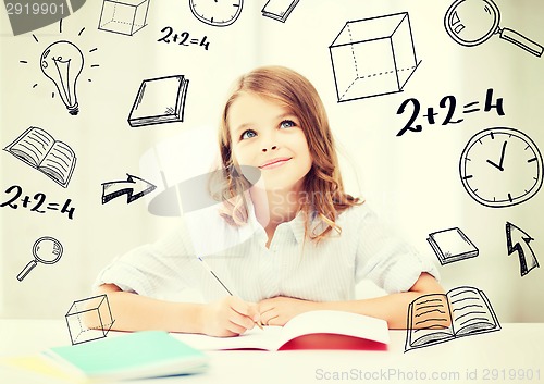 Image of student girl studying at school