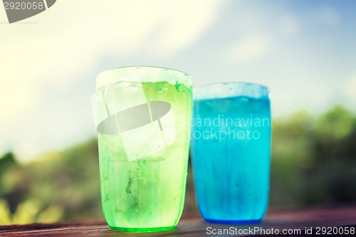 Image of close up of two glasses with cold water