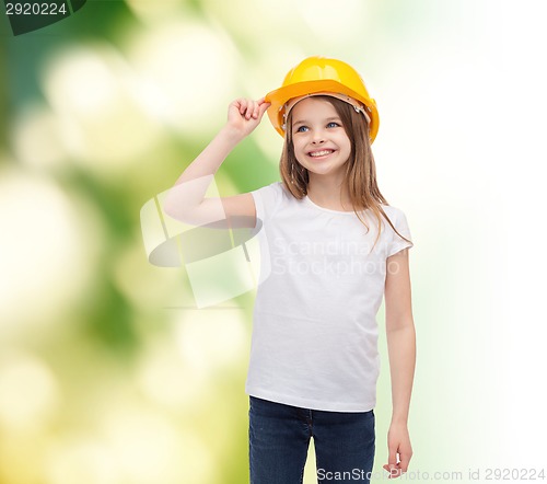 Image of smiling little girl in protective helmet