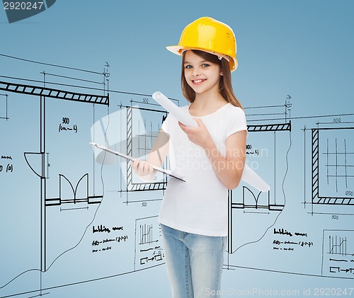 Image of smiling little girl in protective helmet