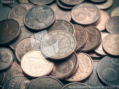Image of Retro look Euro coins background