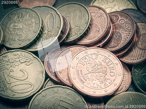 Image of Retro look Euro coins background