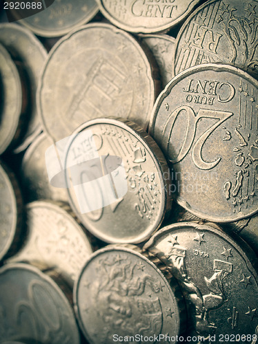 Image of Retro look Euro coins background