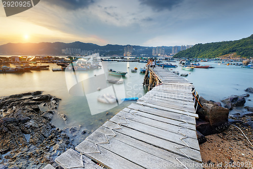 Image of Boat pier at sunset