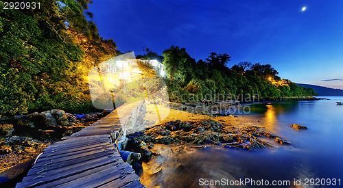 Image of Boat pier at sunset