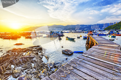 Image of Boat pier at sunset