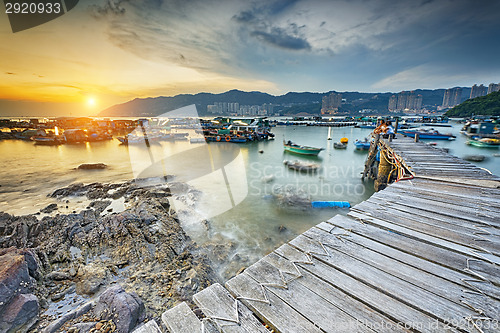 Image of Boat pier at sunset