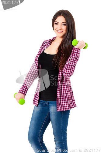 Image of Girl with dumbbells
