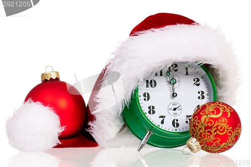 Image of Alarm clock with santa hat