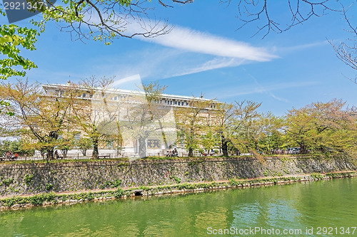 Image of Emerald green cherry trees and Kyoto Municipal Museum