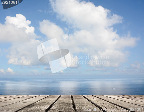 Image of sea and desk table