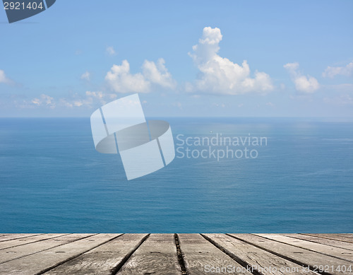 Image of sea and desk table