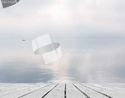 Image of Lake with mist and cloud