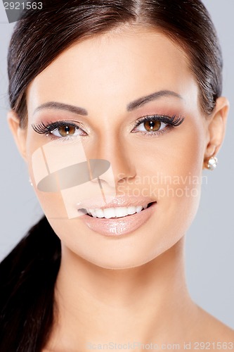 Image of Close up of Smiling beautiful woman