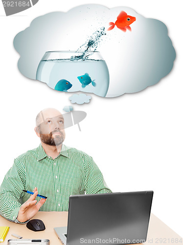 Image of business man dreaming