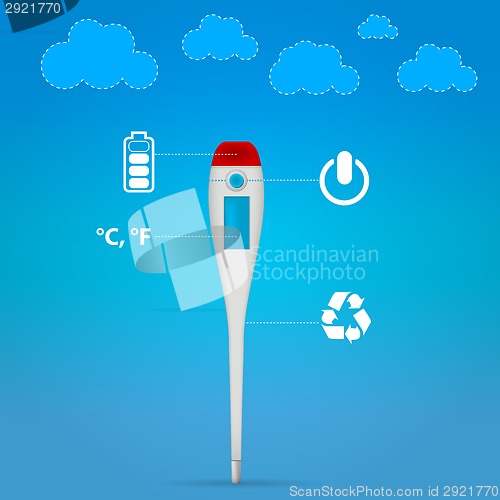 Image of Vector illustration of electronic medical thermometer