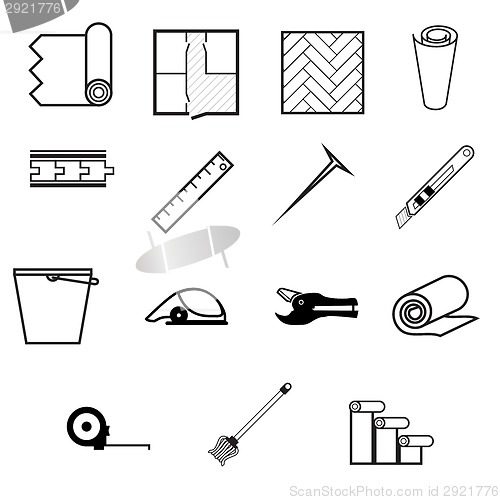 Image of Vector icons for working with linoleum