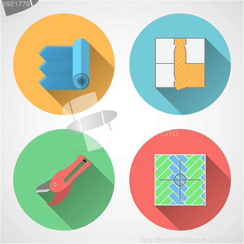 Image of Flat vector icons for linoleum flooring service