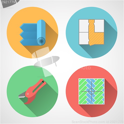 Image of Flat vector icons for linoleum flooring service