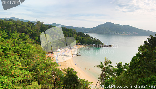 Image of Laem Sing beach, Phuket island, Thailand. Top view