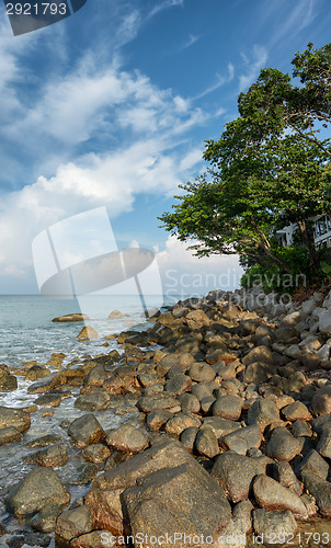 Image of Coast of the tropical sea. Vertical landscape. Thailand, Phuket 