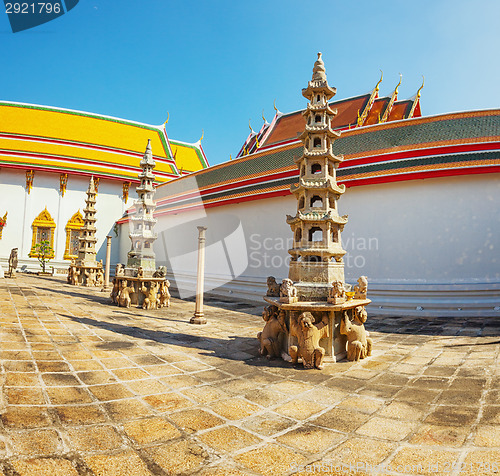 Image of Inner courtyard of a Buddhist temple. Thailand, Bangkok