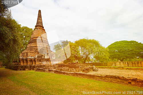 Image of Ancient Ruins of Buddhist temple. Thailand, Ayutthaya