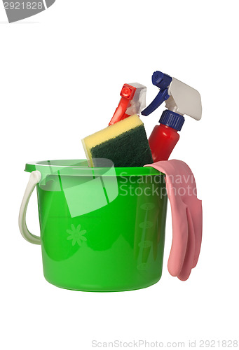 Image of Cleaning tools and detergent