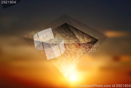 Image of Abstract shiny diamond on the sky background