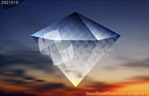 Image of Abstract shiny diamond on the sky background