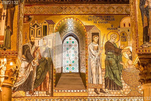 Image of Golden mosaic in La Martorana church, Palermo, Italy