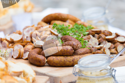Image of Smoked dry sausage cold cuts.
