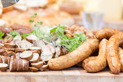 Image of Smoked dry sausage cold cuts.