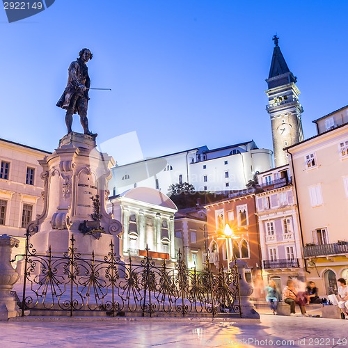 Image of Tartini square in Piran, Slovenia, Europe