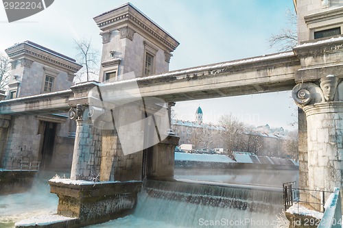 Image of Sluice on the River Ljubljanica, Ljubljana, Slovenia.