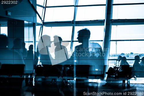 Image of People traveling on airport silhouettes