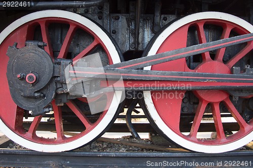 Image of Vintage steam engine wheel.