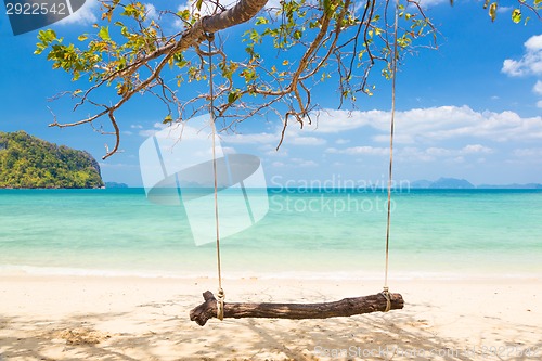 Image of Swing on a tropical beach.