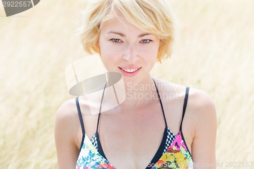 Image of Woman enjoying the nature.