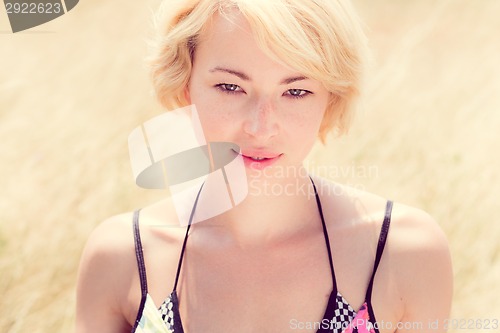 Image of Woman enjoying the nature.