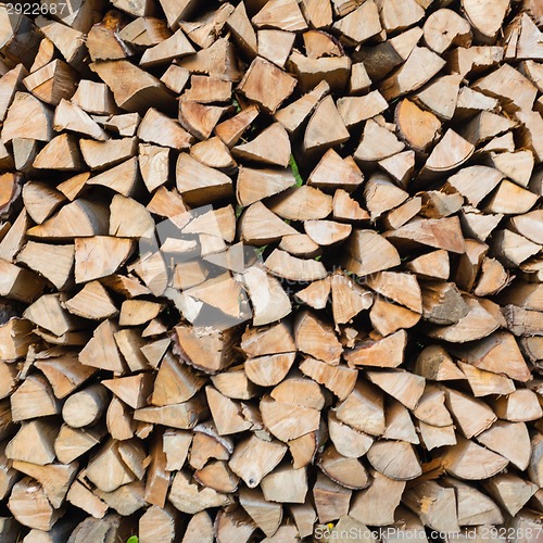 Image of Dry chopped firewood logs.