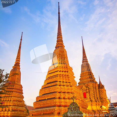 Image of Wat Pho temple at night. Bangkok, Thailand. 